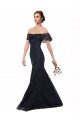 Flutter Sleeves Off the Shoulder Lace Dark Navy Long Prom Dress / Bridesmaid Dress Cardiff
