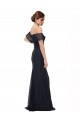 Flutter Sleeves Off the Shoulder Lace Dark Navy Long Prom Dress / Bridesmaid Dress Cardiff