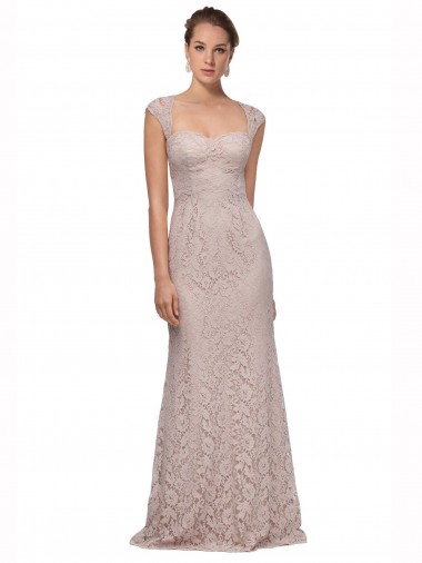 Cap Sleeves Sweetheart Lace Long Bridesmaid Dress / Formal Dress Cardiff