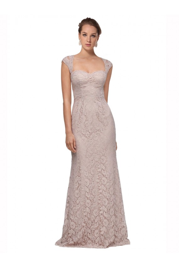 Cap Sleeves Sweetheart Lace Long Bridesmaid Dress / Formal Dress Cardiff