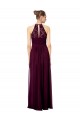 Sleeveless Illusion Neck Soft Chiffon & Lace Dark Navy Long Formal Dress / Bridesmaid Dress Cardiff