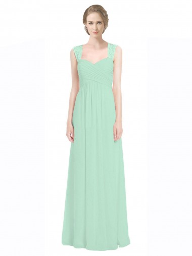 Sleeveless Sweetheart Soft Chiffon & Lace Mint Green Long Bridesmaid Dress Cardiff