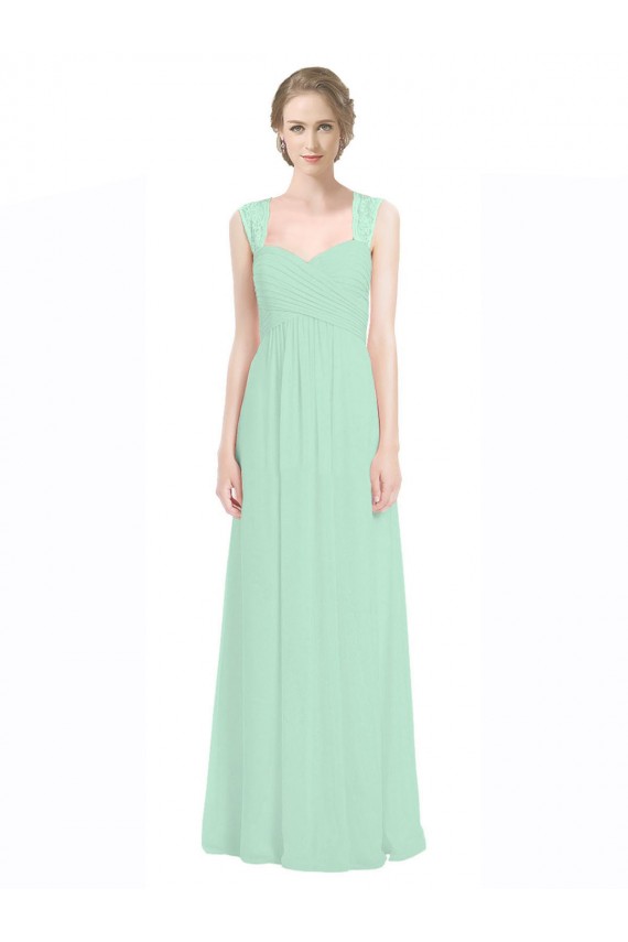 Sleeveless Sweetheart Soft Chiffon & Lace Mint Green Long Bridesmaid Dress Cardiff