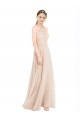 Sleeveless High Neck Soft Chiffon & Lace Champagne Long Prom Dress / Bridesmaid Dress Cardiff
