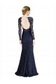 Long Sleeves Sweetheart Lace Dark Navy Long Prom Dress / Bridesmaid Dress Cardiff