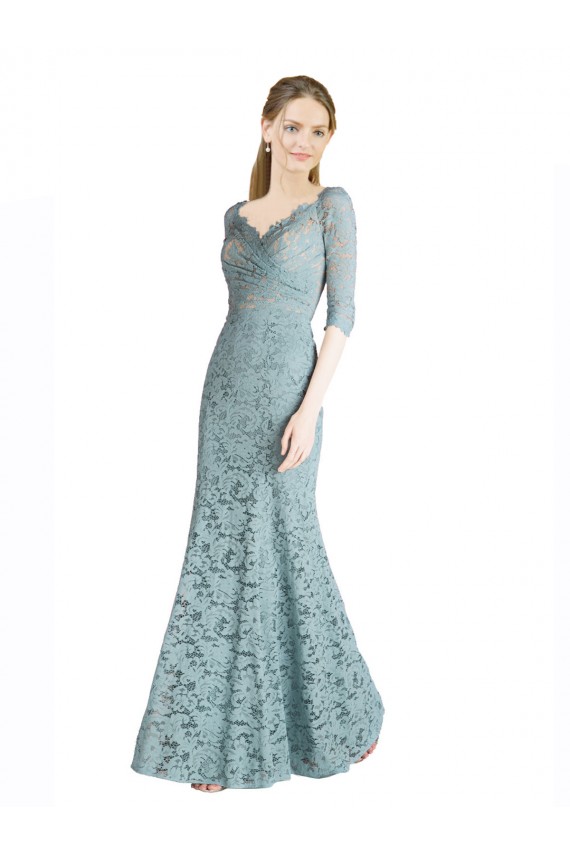 Half Sleeves Sweetheart Lace Long Prom Dress / Bridesmaid Dress Cardiff