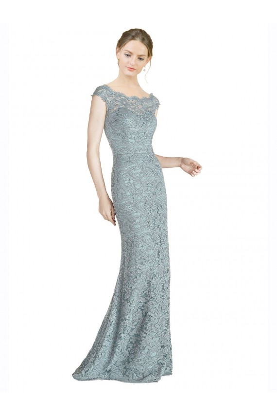 Cap Sleeves Off the Shoulder Lace Long Prom Dress / Bridesmaid Dress Cardiff