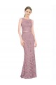 Sleeveless Illusion Neck Lace Long Prom Dress / Bridesmaid Dress Cardiff