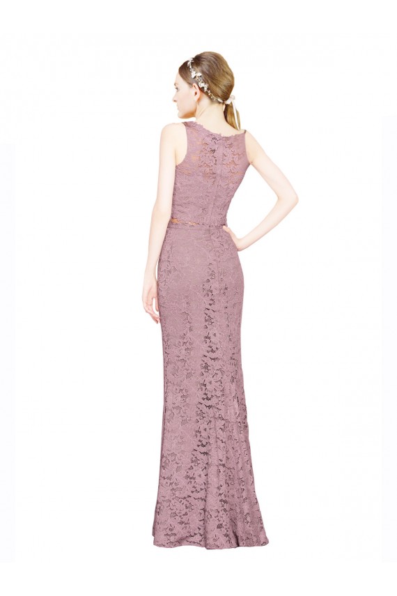 Sleeveless Illusion Neck Lace Long Prom Dress / Bridesmaid Dress Cardiff