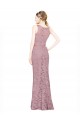 Sleeveless Illusion Neck Lace Long Prom Dress / Bridesmaid Dress Cardiff