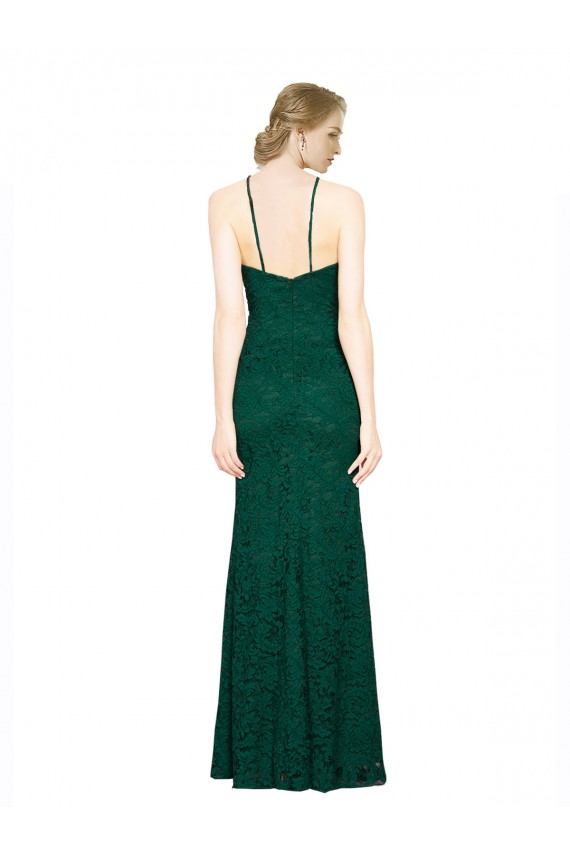 Sleeveless High Neck Lace Dark Green Long Prom Dress / Bridesmaid Dress Cardiff