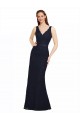 Sleeveless V-Neck Lace Dark Navy Long Bridesmaid Dress Cardiff