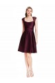 Sleeveless Square Neck Satin & Lace Grape Knee Length Bridesmaid Dress Cardiff