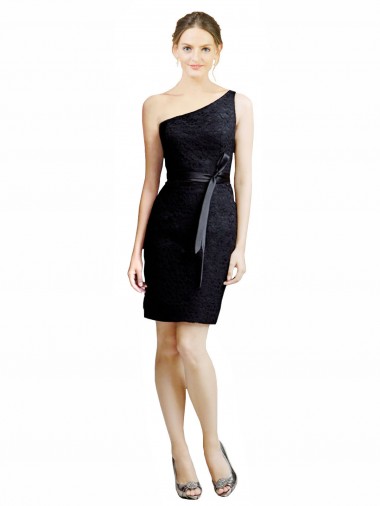 Sleeveless One Shoulder Lace Black Knee Length Bridesmaid Dress Cardiff