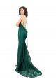 Sleeveless V-Neck Lace Dark Green Long Black Tie Evening Gown / Prom Dress / Bridesmaid Dress Cardiff