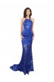 Sleeveless High Neck Lace Royal Blue Long Semi Formal Evening Dress / Prom Dress / Bridesmaid Dress Cardiff