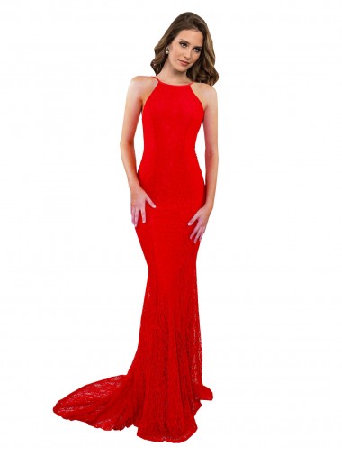 Sleeveless High Neck Lace Red Long Evening Gown / Prom Dress / Bridesmaid Dress Cardiff