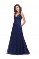 Sleeveless V-Neck Lace Dark Navy A-Line Long Bridesmaid Dress Cardiff