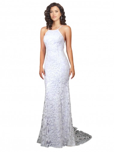 Sleeveless High Neck Lace White Sweep Train Wedding Dress Cardiff