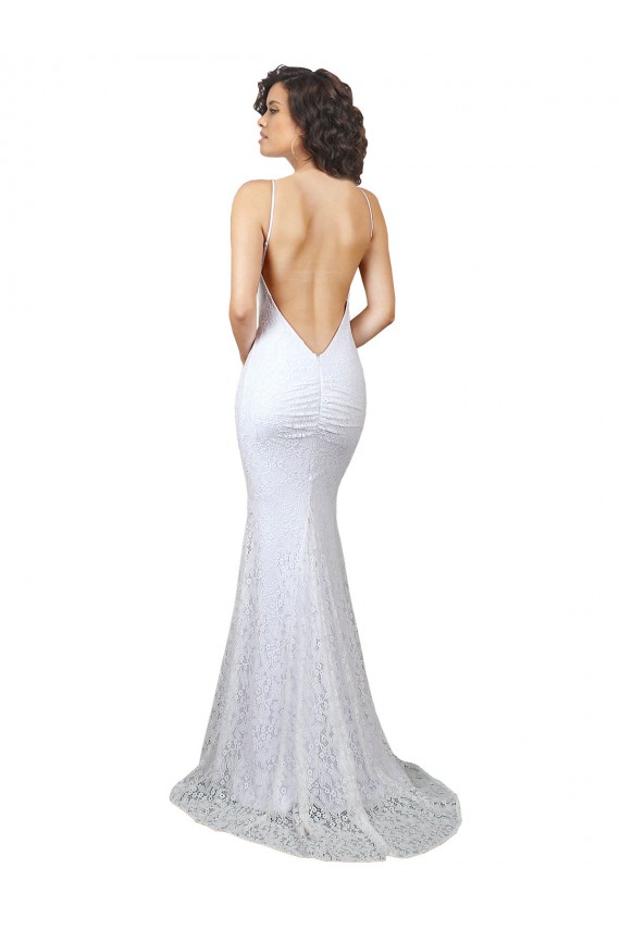 Sleeveless High Neck Lace White Mermaid Sweep Train Wedding Dress Cardiff