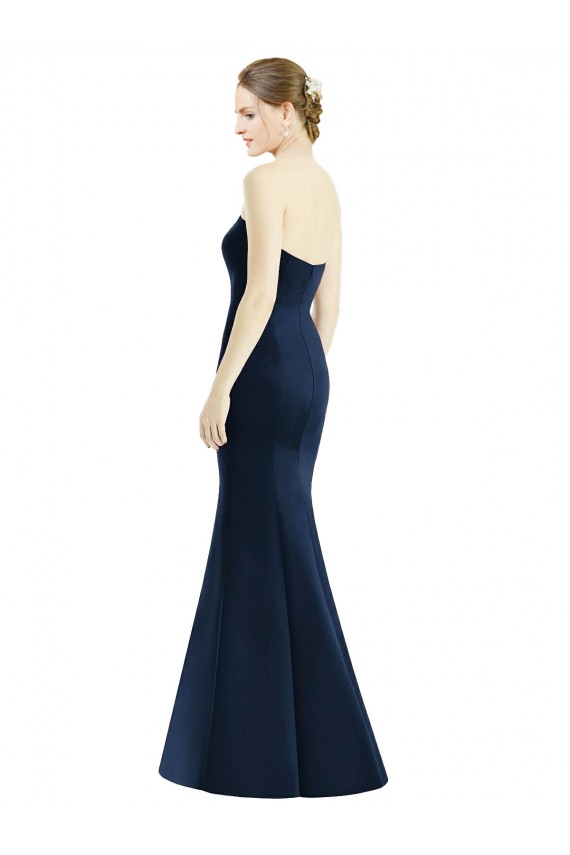 Sleeveless Sweetheart Satin Dark Navy Long Floor Length Bridesmaid Dress Cardiff