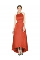 Sleeveless Halter Neck Satin Spice Red High Low Bridesmaid Dress Cardiff