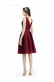 Sleeveless Bateau Neck Satin Burgundy Knee Length Bridesmaid Gown Cardiff