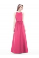 Sleeveless Jewel Neck Satin Ruby Long Bridesmaid Dress Cardiff