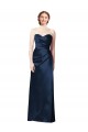 Sleeveless Strapless Satin Dark Navy Long Bridesmaid Dress Cardiff