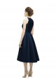 Sleeveless Jewel Neck Satin Dark Navy Tea Length High Low Bridesmaid Dress Cardiff