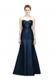 Sleeveless Strapless Satin Dark Navy Mermaid Long Bridesmaid Dress Cardiff