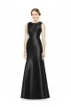 Sleeveless High Neck Satin Black Long Bridesmaid Dress Cardiff