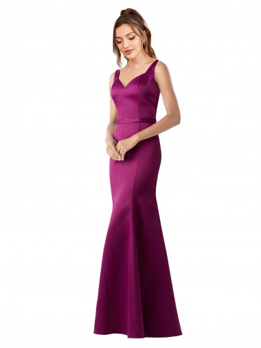 Sleeveless Bateau Neck Satin Merlot Long Black Tie Evening Gown / Prom Dress / Bridesmaid Dress Cardiff