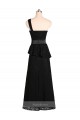 Sleeveless One Shoulder Satin Black Long Bridesmaid Dress Cardiff