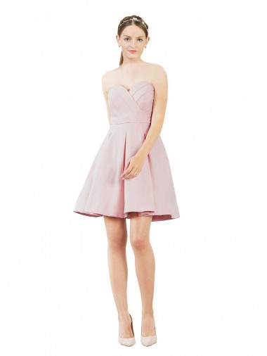 Sleeveless Sweetheart Satin Pink Knee Length Evening Gown / Bridesmaid Dress Cardiff
