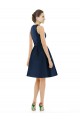 Sleeveless Halter Neck Satin Dark Navy Cocktail Length Bridesmaid Dress Cardiff