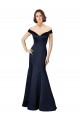Cap Sleeves V-Neck Satin Dark Navy Long Prom Dress / Bridesmaid Dress Cardiff