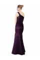 Sleeveless One Shoulder Satin Grape Long Prom Dress / Bridesmaid Dress Cardiff
