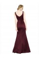 Sleeveless V-Neck Satin Burgundy Long Black Tie Evening Gown / Prom Dress / Bridesmaid Dress Cardiff