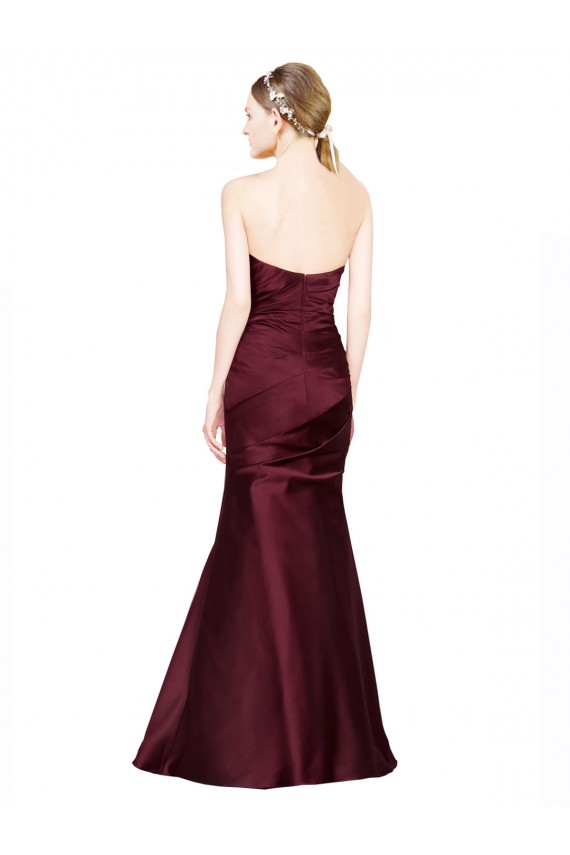 Sleeveless Sweetheart Satin Burgundy Long Formal Evening Gown / Prom Dress / Bridesmaid Dress Cardiff