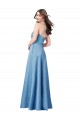 Sleeveless Square Neck Satin Sky Blue Long Formal Evening Gown / Prom Dress / Bridesmaid Dress Cardiff