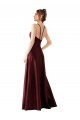 Sleeveless Halter Neck Satin Burgundy Gold Long Prom Dress / Bridesmaid Dress Cardiff