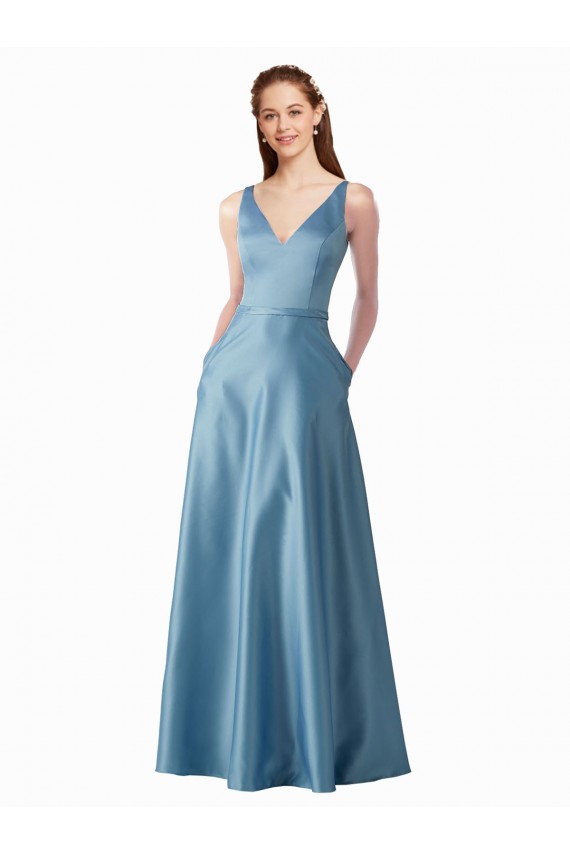 Sleeveless High Neck Satin Long Black Tie Prom Dress / Bridesmaid Dress Cardiff