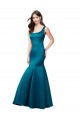 Sleeveless Bateau Neck Satin Peacock Blue Long Prom Dress / Bridesmaid Dress Cardiff
