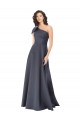Sleeveless One Shoulder Satin Slate Grey Long Formal Evening Gown / Prom Dress / Bridesmaid Dress Cardiff