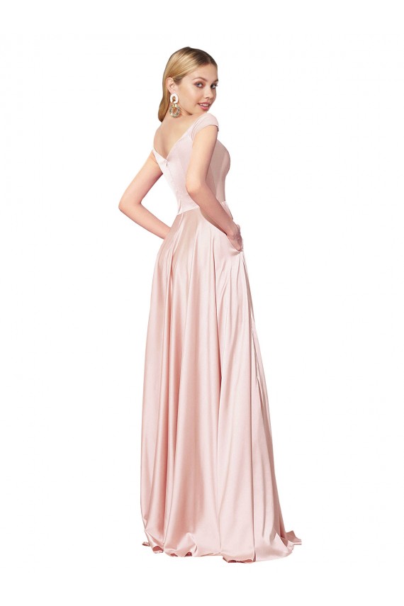 Sleeveless High Neck Satin Pink Long Formal Evening Gown / Prom Dress / Bridesmaid Dress Cardiff