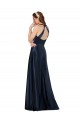 Sleeveless V-Neck Satin Dark Navy Long Formal Evening Gown / Prom Dress / Bridesmaid Dress Cardiff