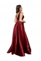 Sleeveless V-Neck Satin Burgundy Long Formal Plus Size Evening Gown / Prom Dress / Bridesmaid Dress Cardiff