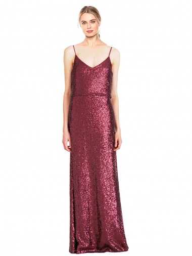 Sleeveless High Neck Sequin Burgundy Long Formal Evening Gown / Prom Dress / Bridesmaid Dress Cardiff