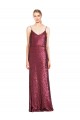 Sleeveless High Neck Sequin Burgundy Long Formal Evening Gown / Prom Dress / Bridesmaid Dress Cardiff